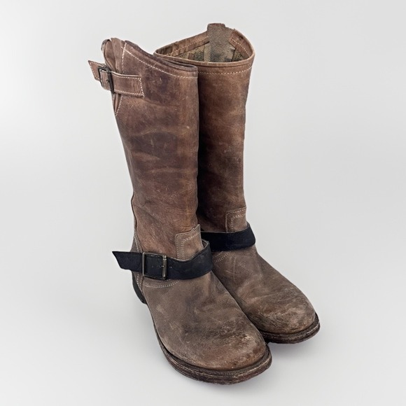 FREEBIRD Steven Crosby CRSBY Distressed Brown MOTO Engineer Western BOOTS Wmn 10 - Picture 2 of 12
